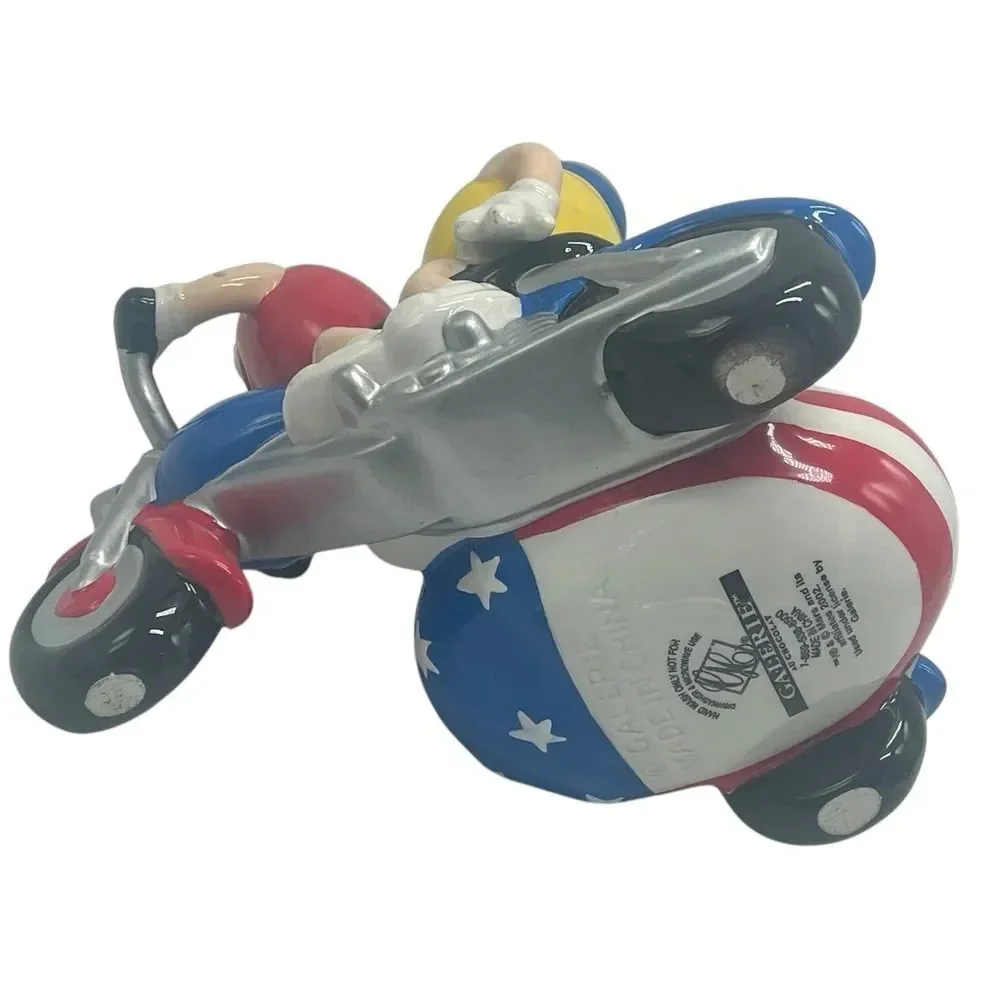 M&M's Motorcycle w/ Sidecar Ceramic Candy Dish By Galerie 2002 Red & Yellow